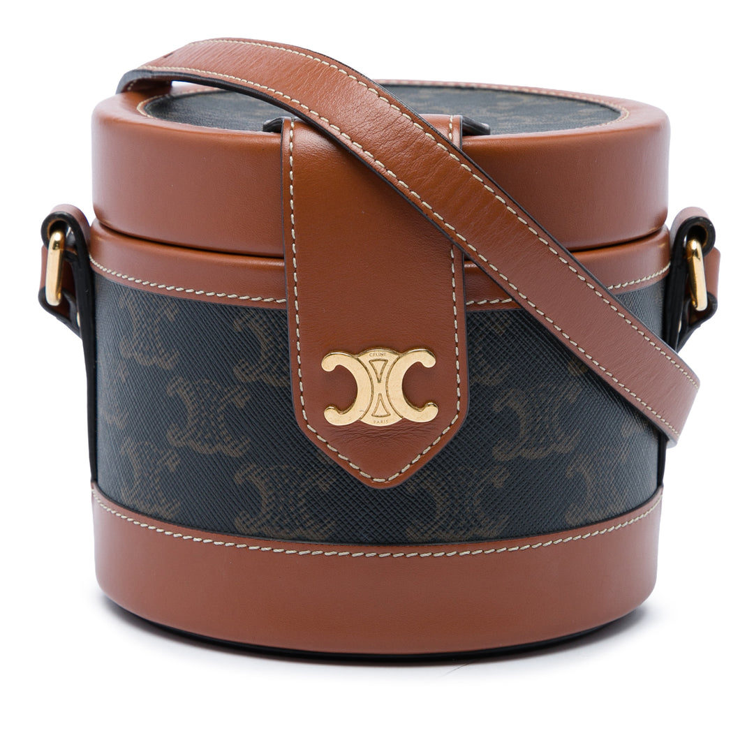 Celine Triomphe Tambour Sac Petit Triomphe enduite Marron