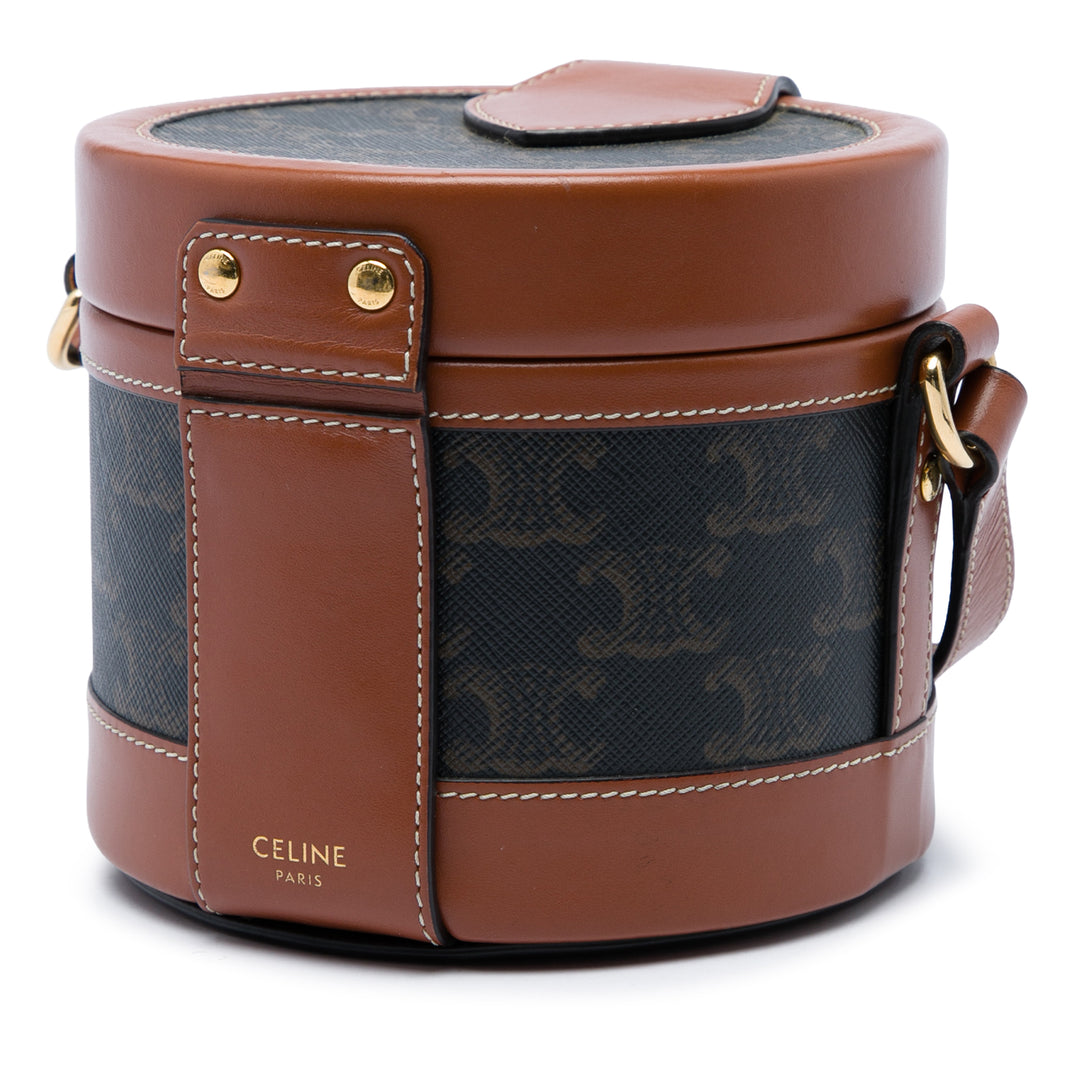Celine Triomphe Tambour Sac Petit Triomphe enduite Marron