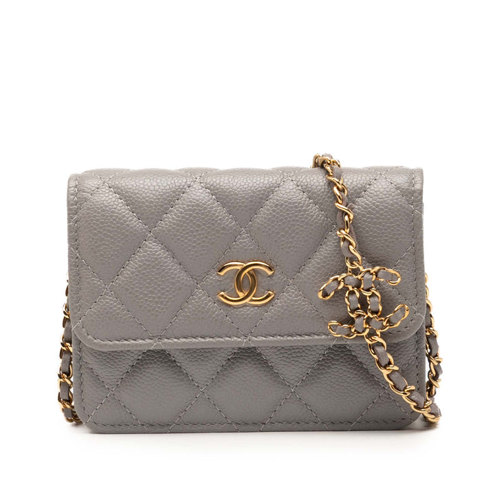 Chanel CC Quilted Caviar Miss Coco Pochette With Chain Gris – GABY PARIS Authentique