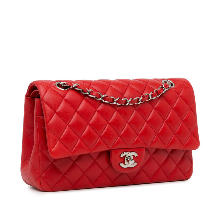 Medium Classic Lambskin Double Flap Red - Gaby Paris