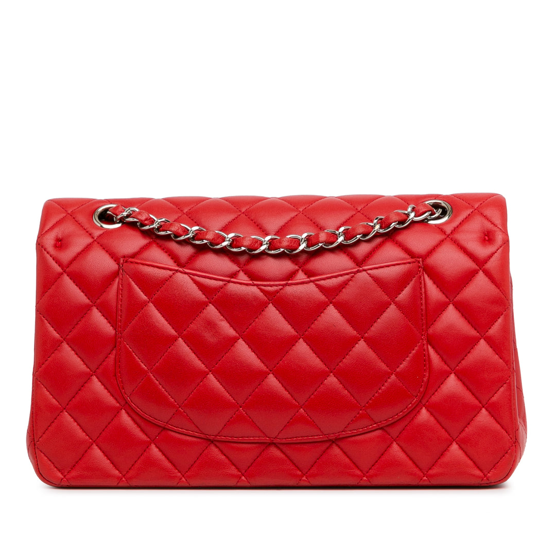 Medium Classic Lambskin Double Flap Red - Gaby Paris