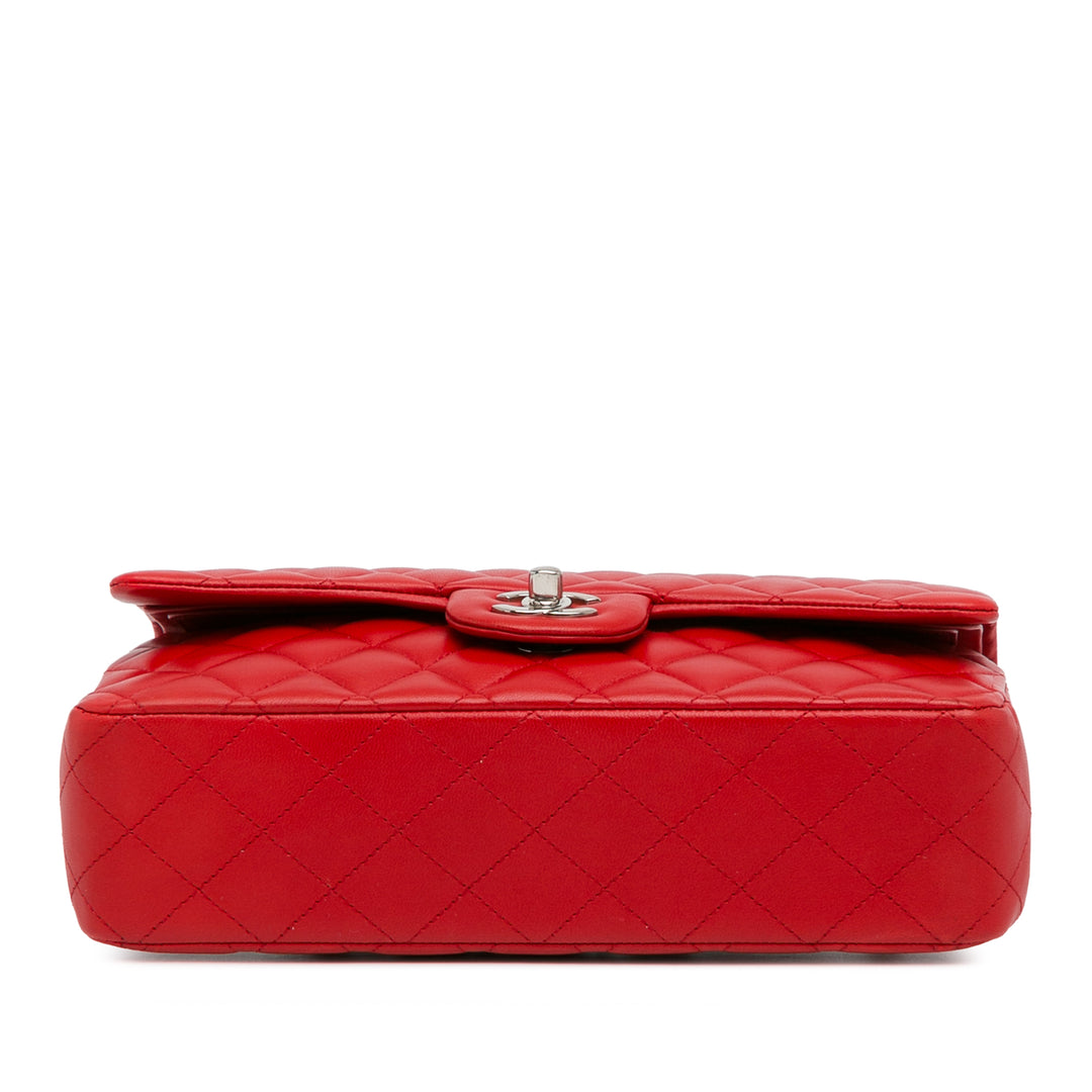 Medium Classic Lambskin Double Flap Red - Gaby Paris