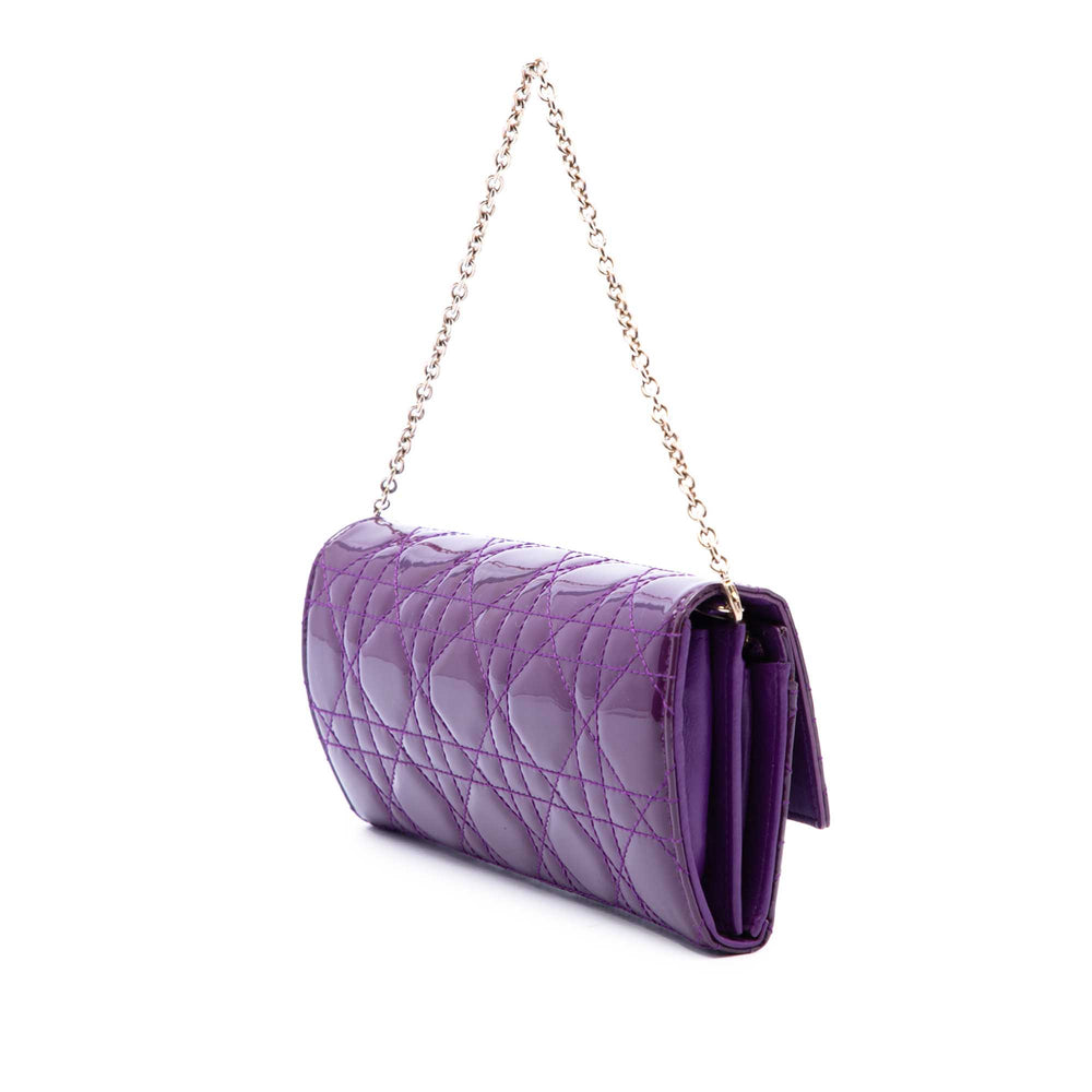 Dior Cannage Lady Dior Wallet on Chain Violet – vue 2 – GABY PARIS