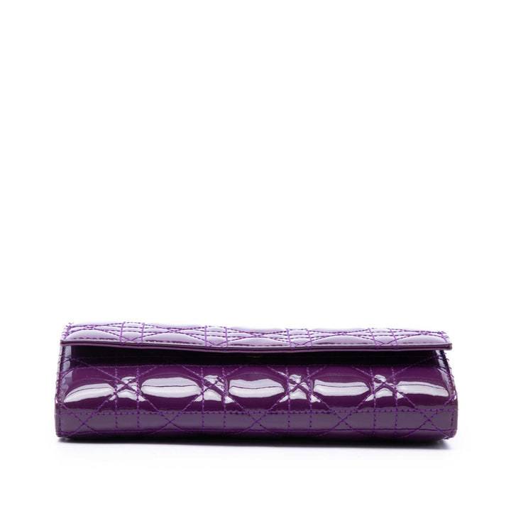Dior Cannage Lady Dior Wallet on Chain Violet – vue 3 – GABY PARIS