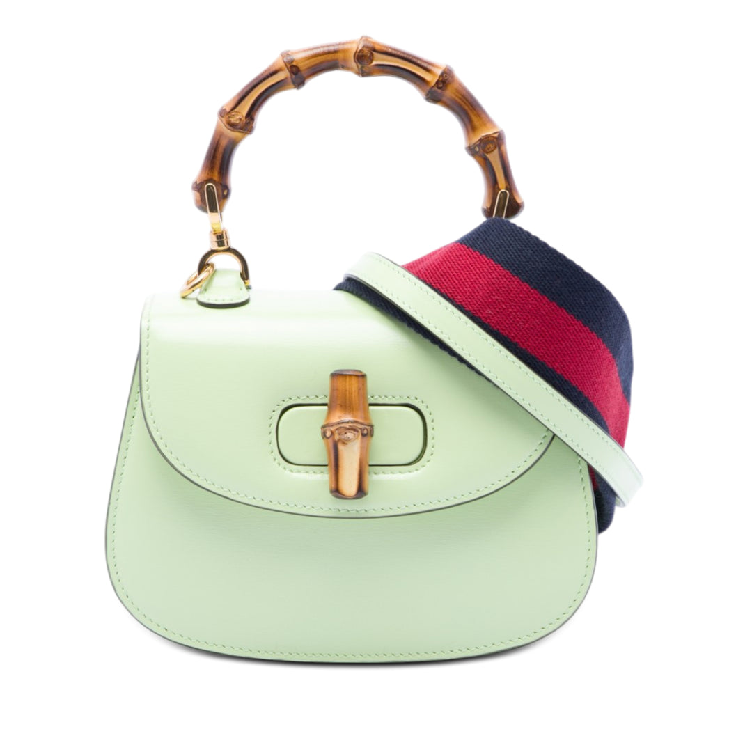Gucci Mini Cuir de veau Web 1947 Bamboo sac à anse supérieure
