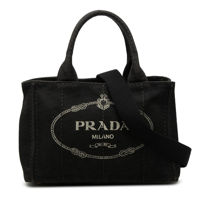 Prada Small Toile Canapa Logo Cabas