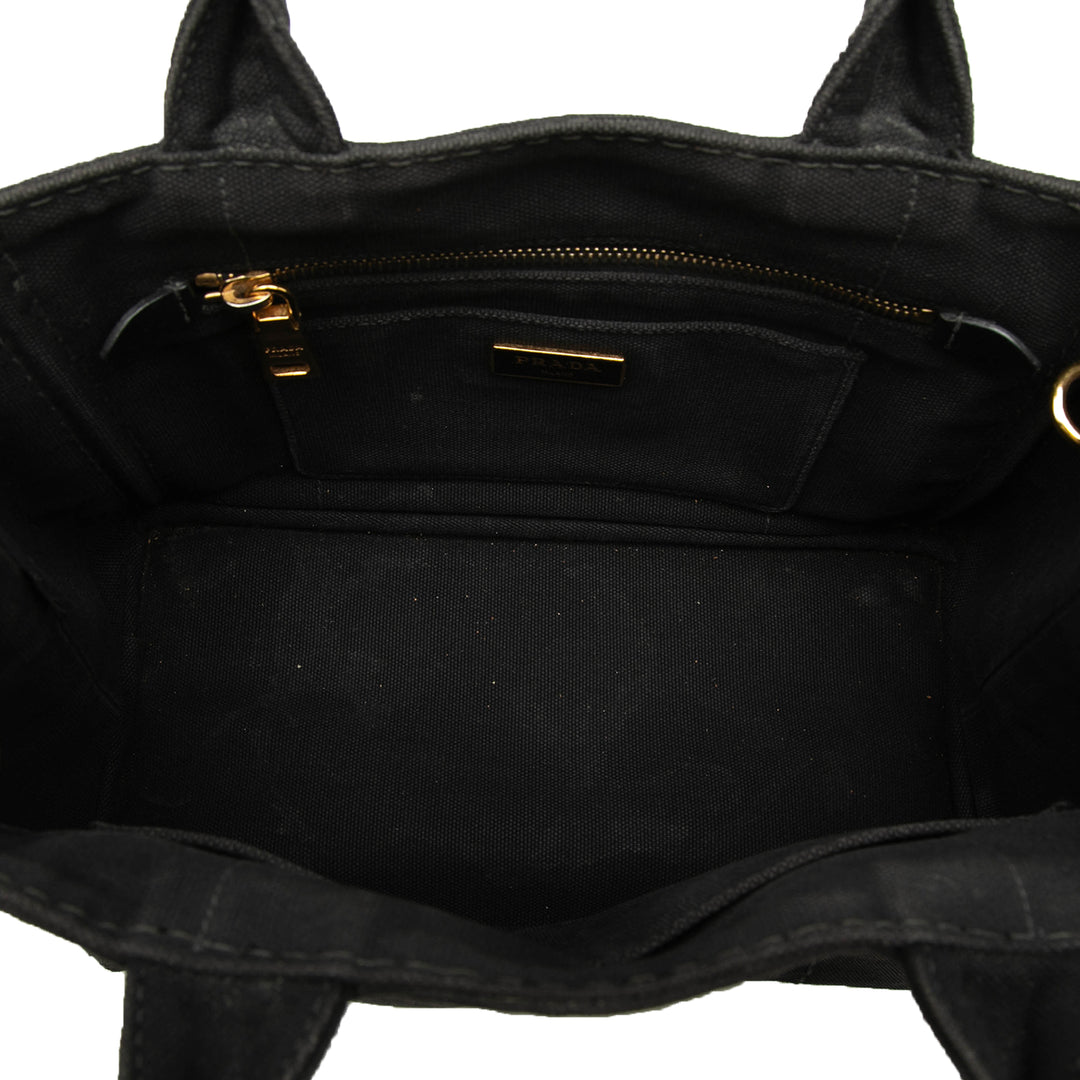 Prada Small Toile Canapa Logo Cabas