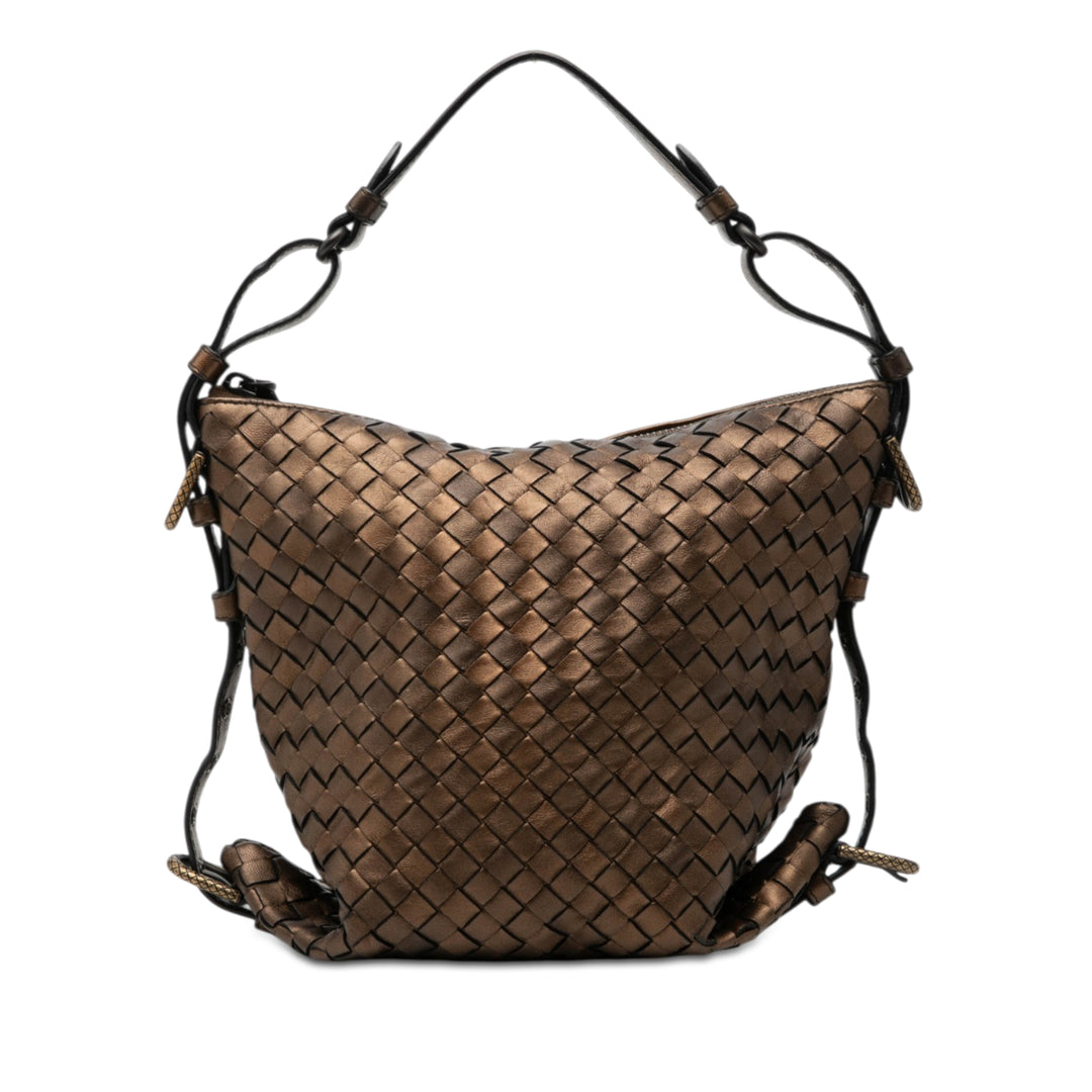 Bottega Veneta Metallic Nappa Intrecciato Belted Loop Sac à main