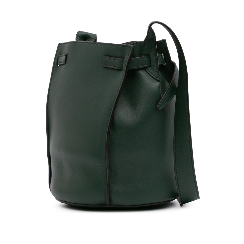 Leather Big Bag Bucket Crossbody Green - Gaby Paris