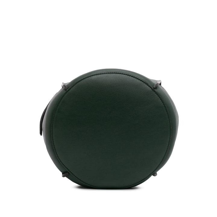 Leather Big Bag Bucket Crossbody Green - Gaby Paris