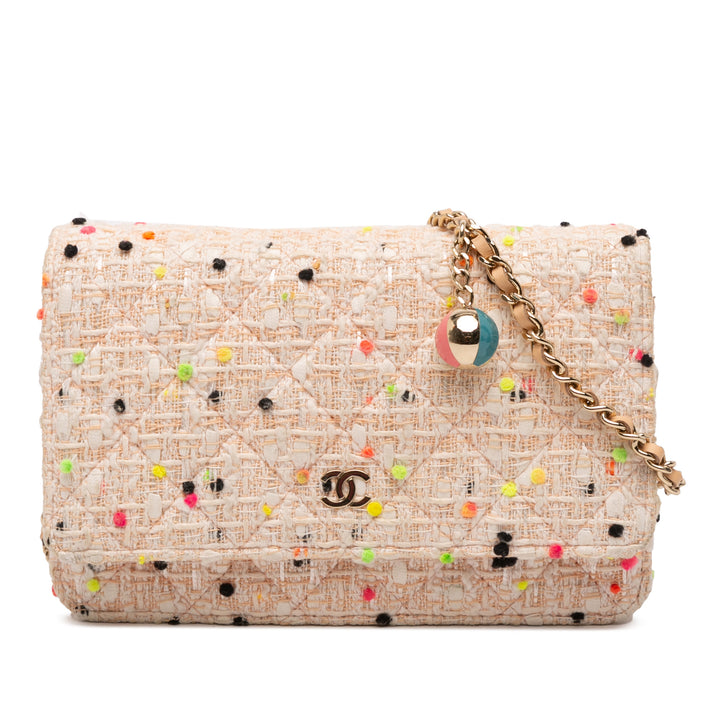 Chanel Quilted Tweed Candy Cotton and Beach Ball Wallet On Chain Marron