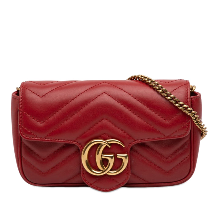 Gucci Mini GG Marmont Matelasse Cuir à rabat Sac porté croisé