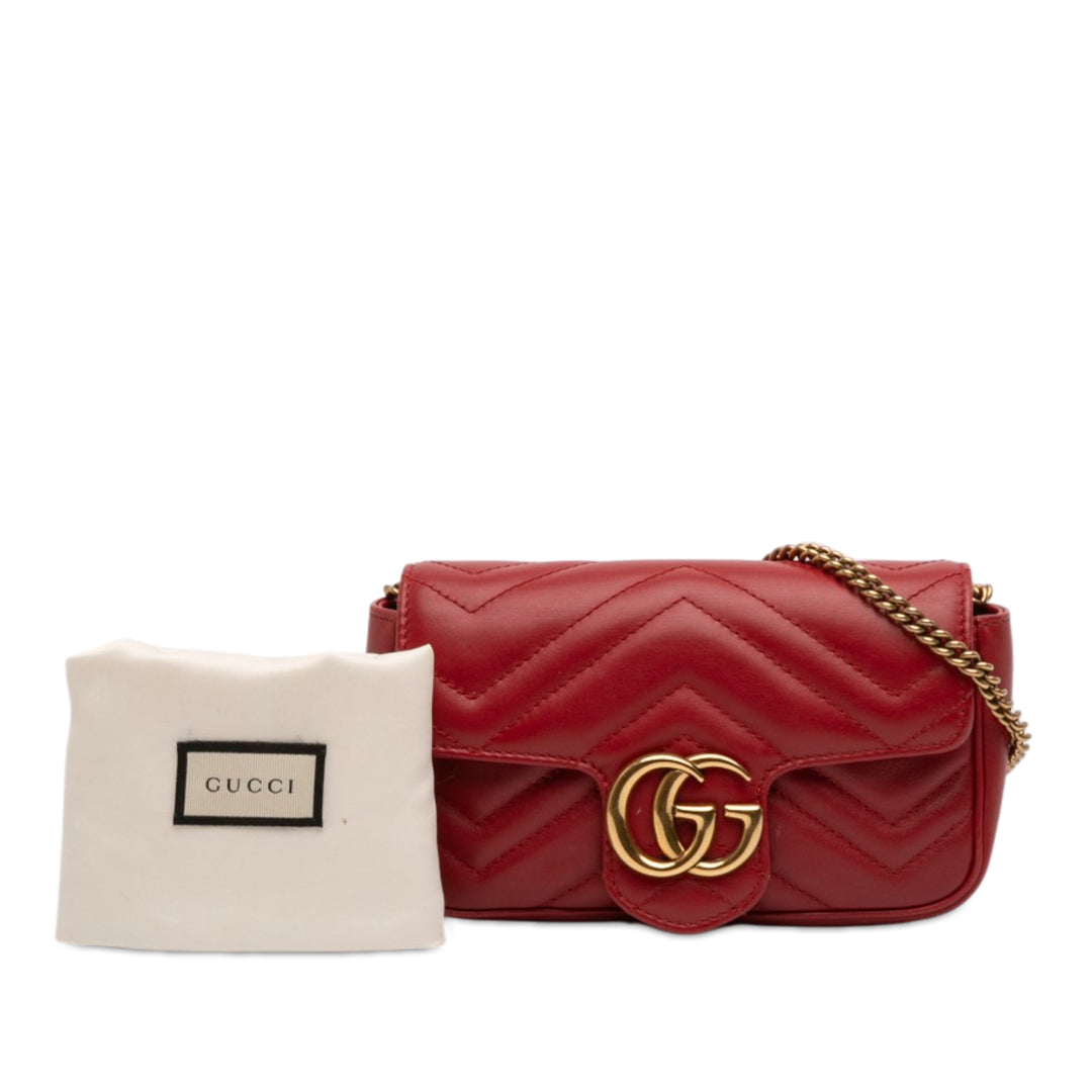 Gucci Mini GG Marmont Matelasse Cuir à rabat Sac porté croisé