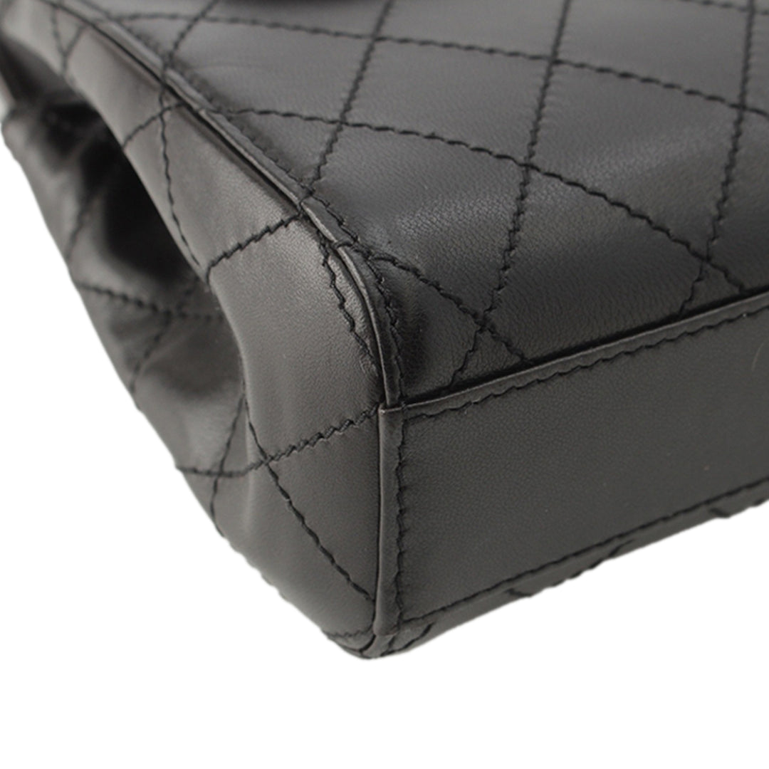 CC Matelassé à rabat Mini Cuir d'agneau Noir