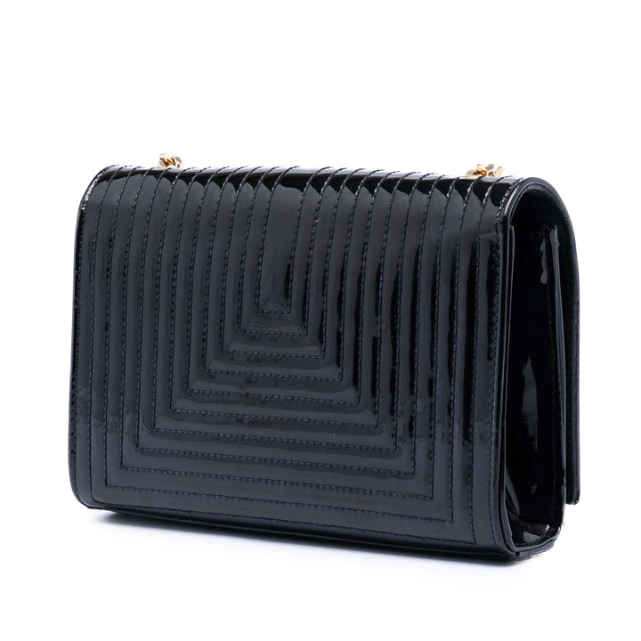 Saint Laurent Small Matelassé Cuir verni Monogram Kate Pompon Sac porté croisé