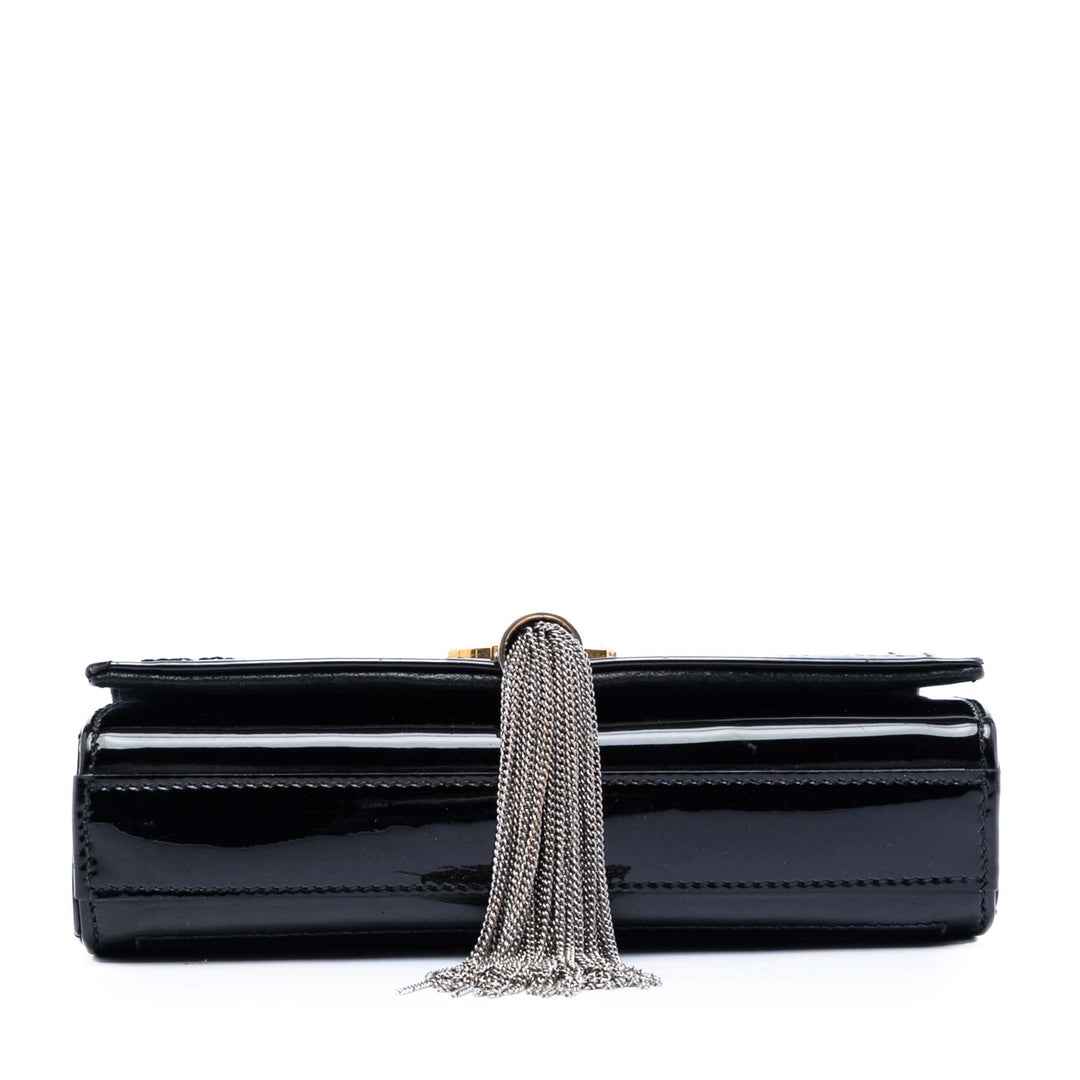 Saint Laurent Small Matelassé Cuir verni Monogram Kate Pompon Sac porté croisé