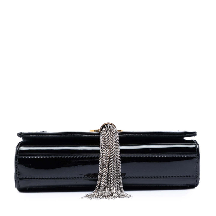Saint Laurent Small Matelassé Cuir verni Monogram Kate Pompon Sac porté croisé