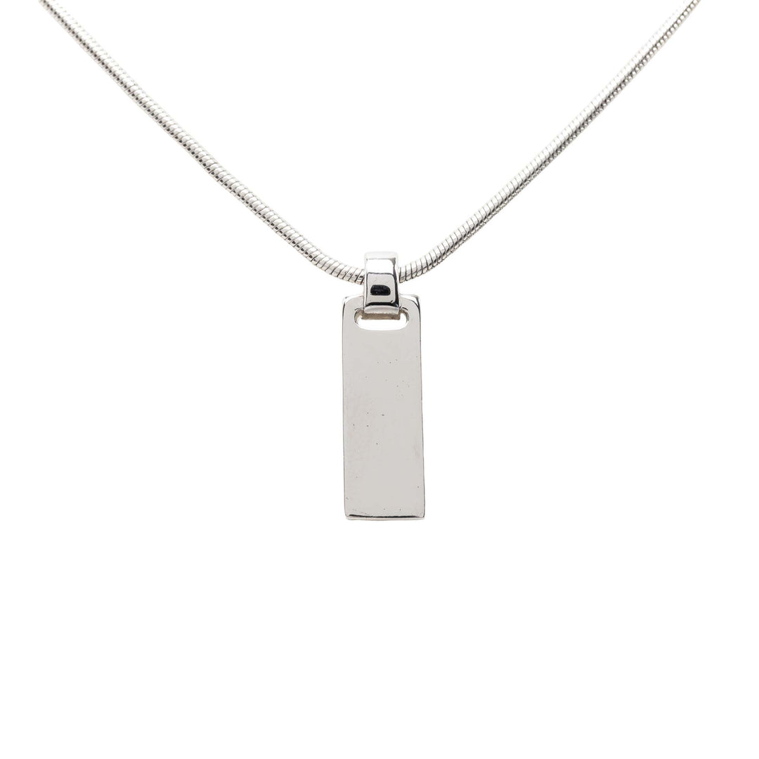 Dior Palladium plaqué Émail Logo Plaque Pendant Collier