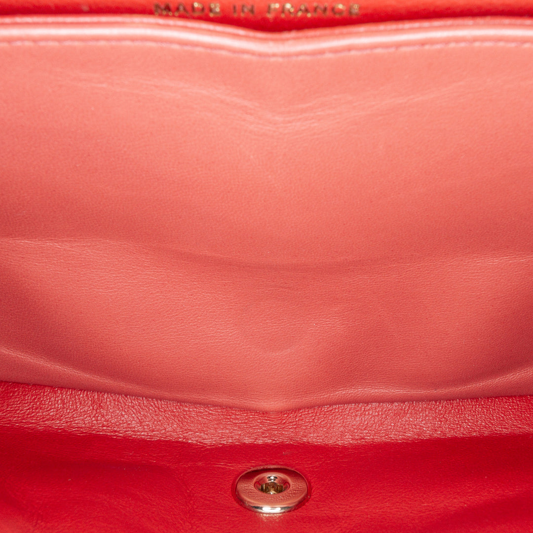 Medium Classic Chevron Lambskin Double Flap Orange - Gaby Paris