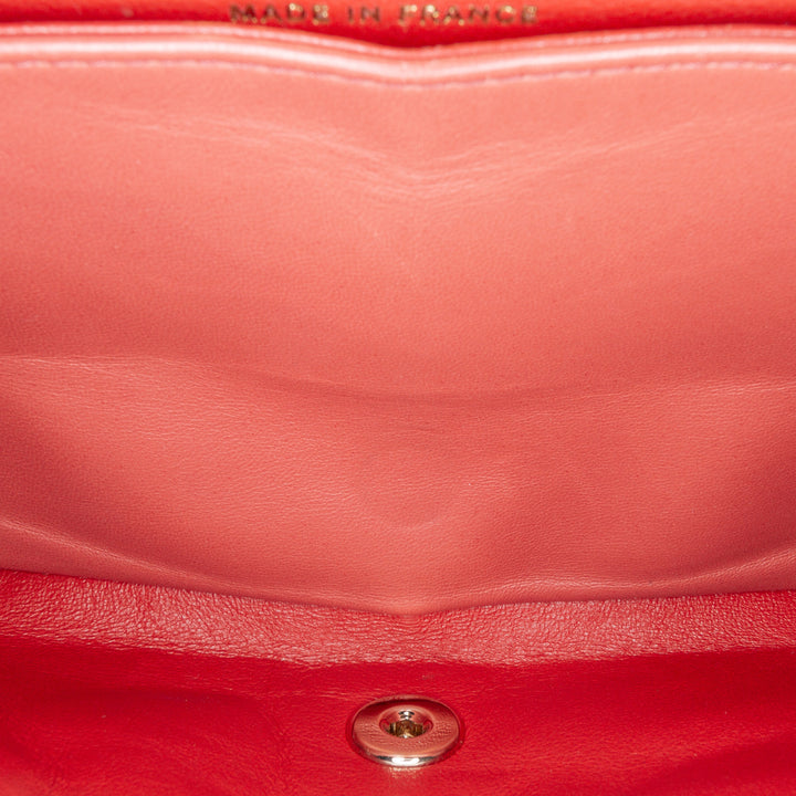 Medium Classic Chevron Lambskin Double Flap Orange - Gaby Paris