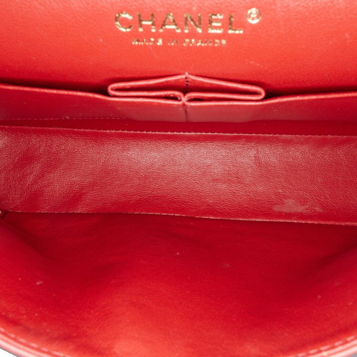 Medium Classic Chevron Lambskin Double Flap Orange - Gaby Paris