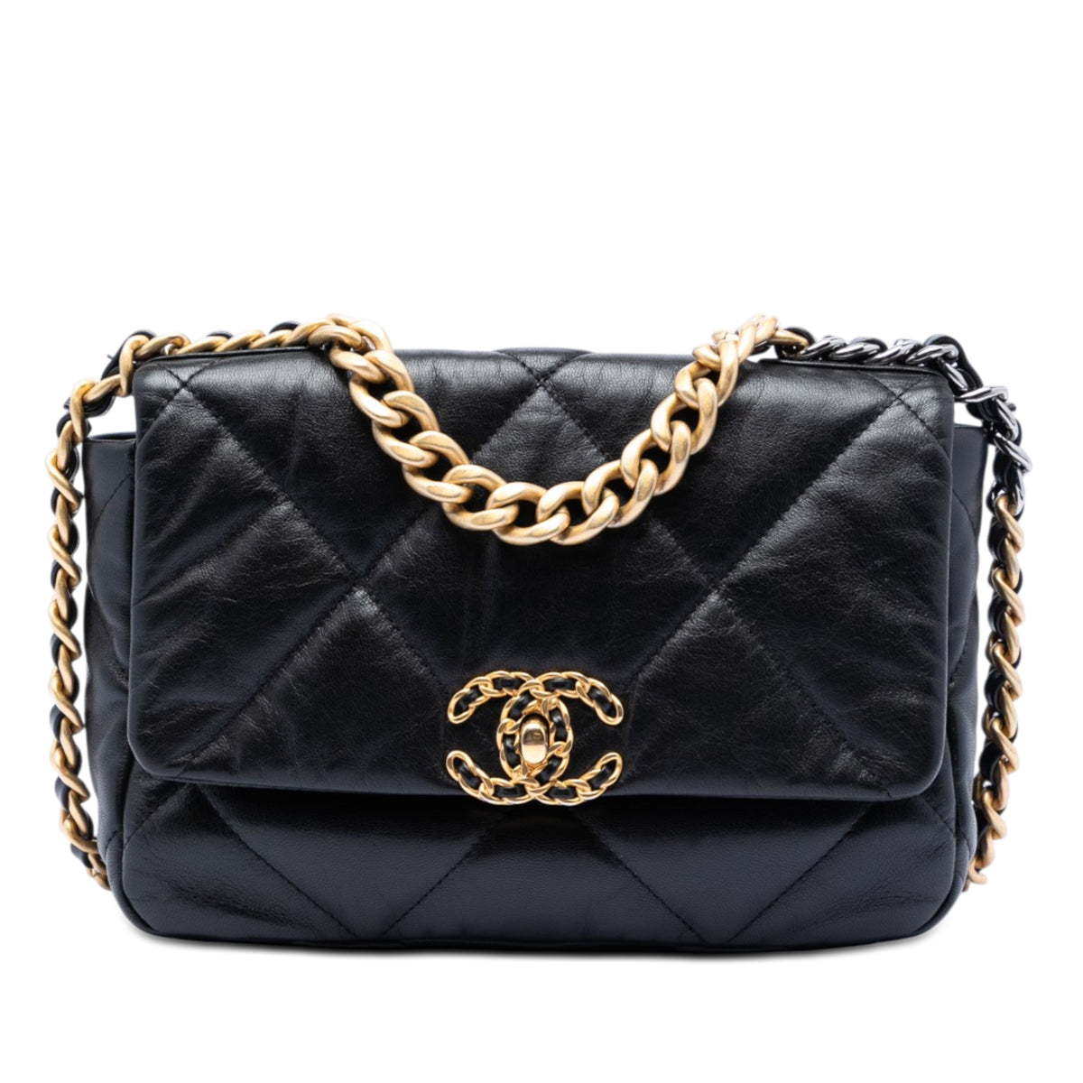 19 in Rabat Medium Black Lambskin