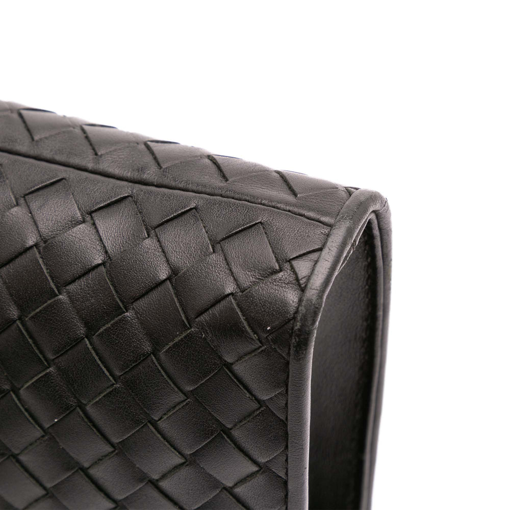 Leather Intrecciato Clutch Black - Gaby Paris