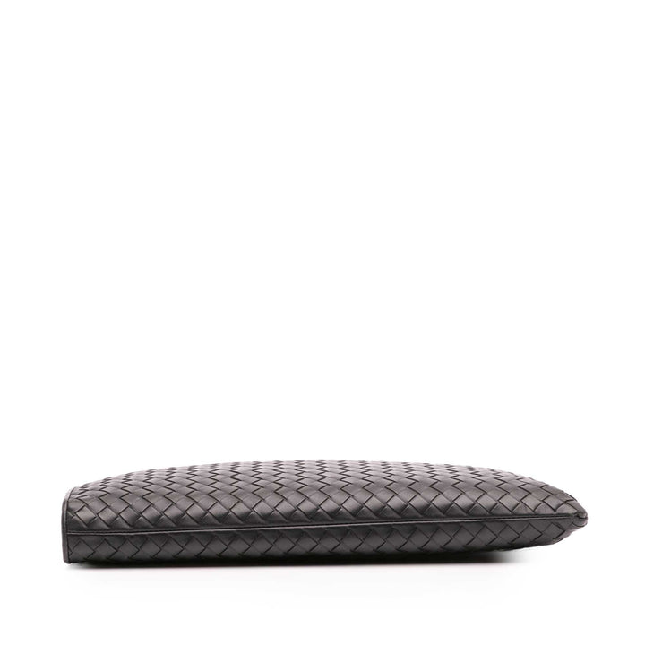 Leather Intrecciato Clutch Black - Gaby Paris