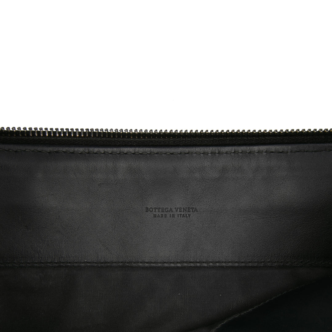 Leather Intrecciato Clutch Black - Gaby Paris