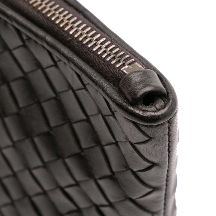 Leather Intrecciato Clutch Black - Gaby Paris