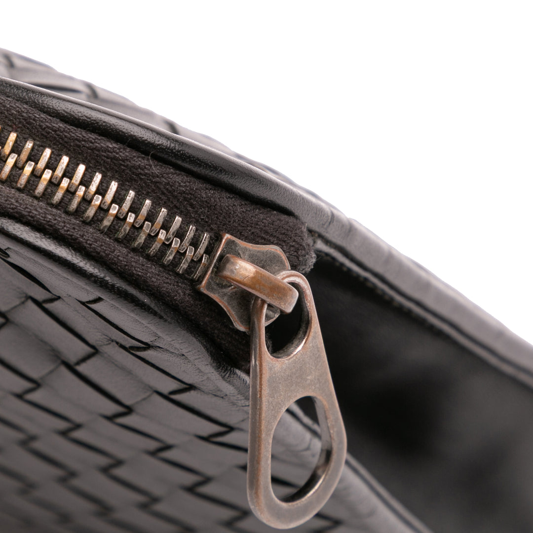 Leather Intrecciato Clutch Black - Gaby Paris