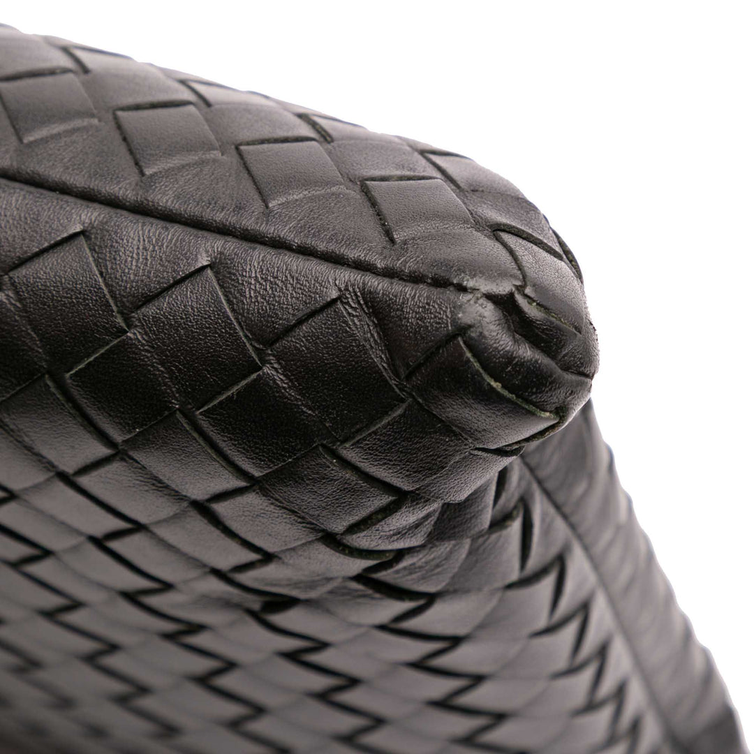 Leather Intrecciato Clutch Black - Gaby Paris