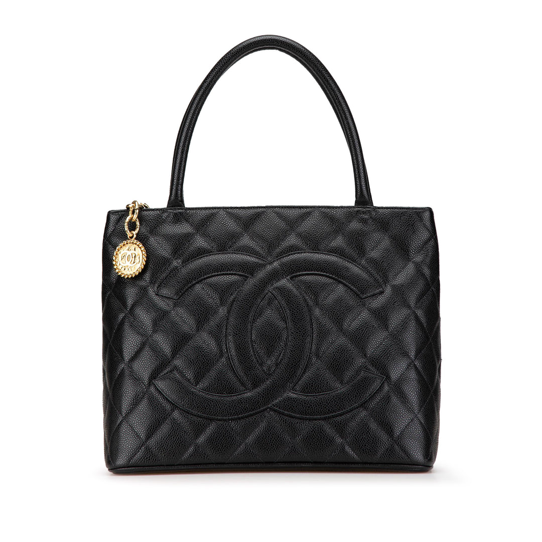 Caviar Medallion Tote Black - Gaby Paris