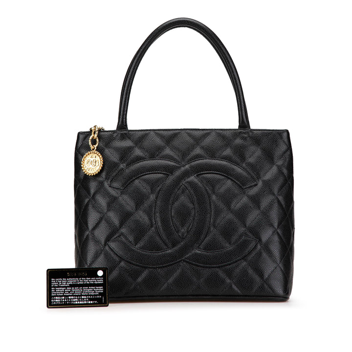 Caviar Medallion Tote Black - Gaby Paris