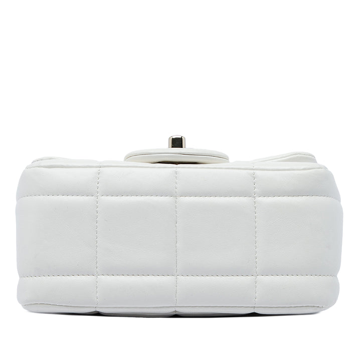 Matelassé Resin Cristal Carré Monacoco à rabat Mini Cuir d'agneau Blanc