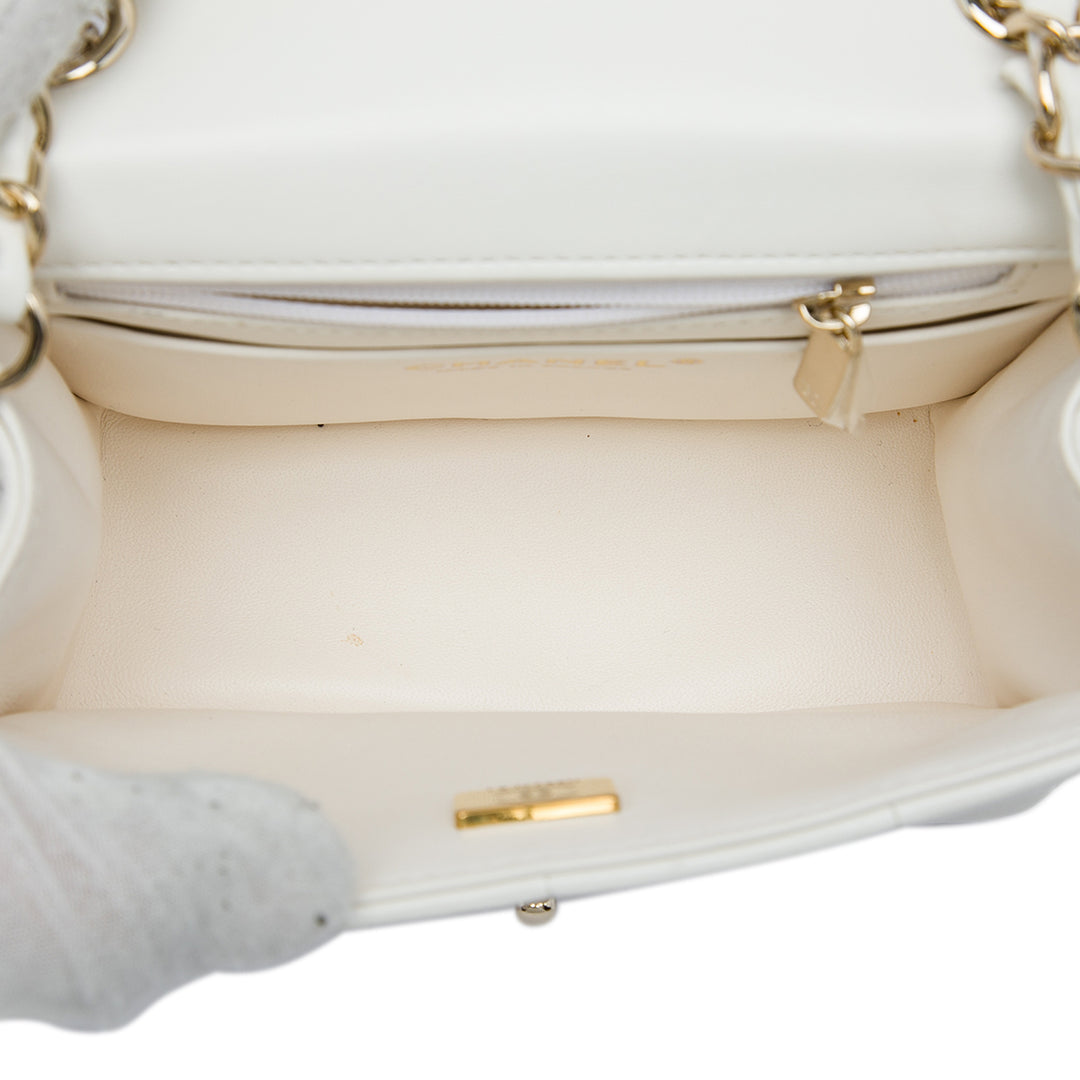 Matelassé Resin Cristal Carré Monacoco à rabat Mini Cuir d'agneau Blanc