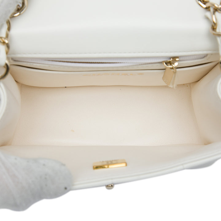 Matelassé Resin Cristal Carré Monacoco à rabat Mini Cuir d'agneau Blanc