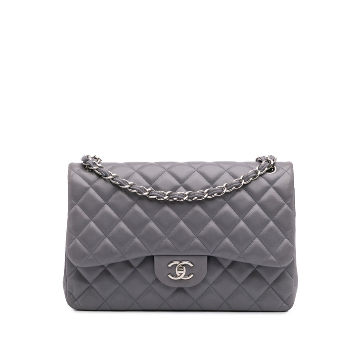 Jumbo Classic Lambskin Double Flap Purple - Gaby Paris