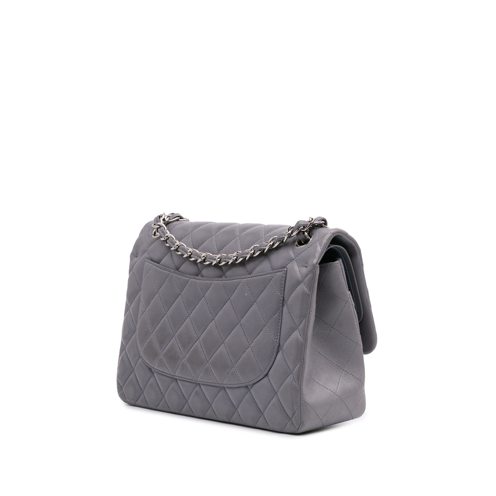 Jumbo Classic Lambskin Double Flap Purple - Gaby Paris