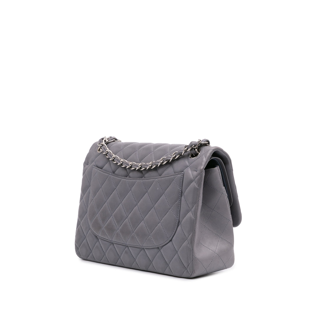 Jumbo Classic Lambskin Double Flap Purple - Gaby Paris