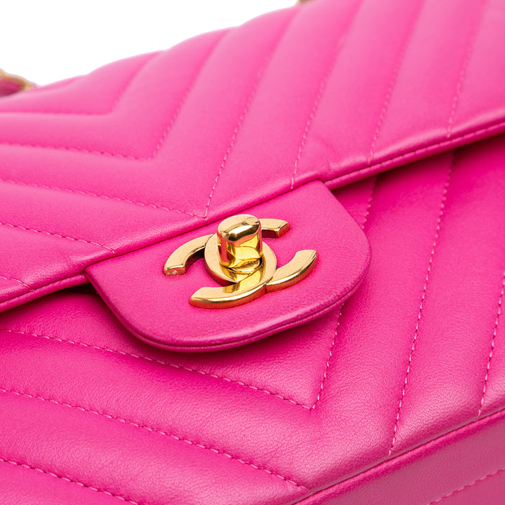 Medium Classic Chevron Lambskin Double Flap Pink - Gaby Paris