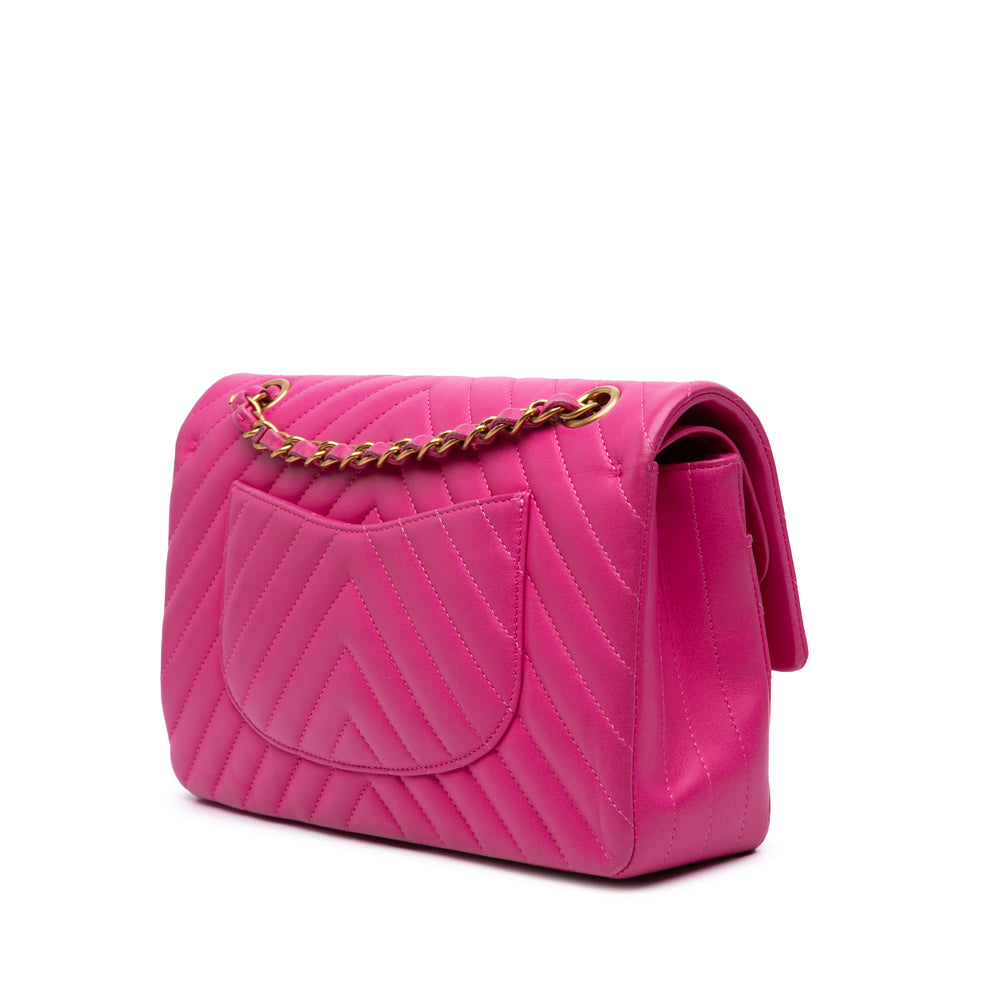 Medium Classic Chevron Lambskin Double Flap Pink - Gaby Paris