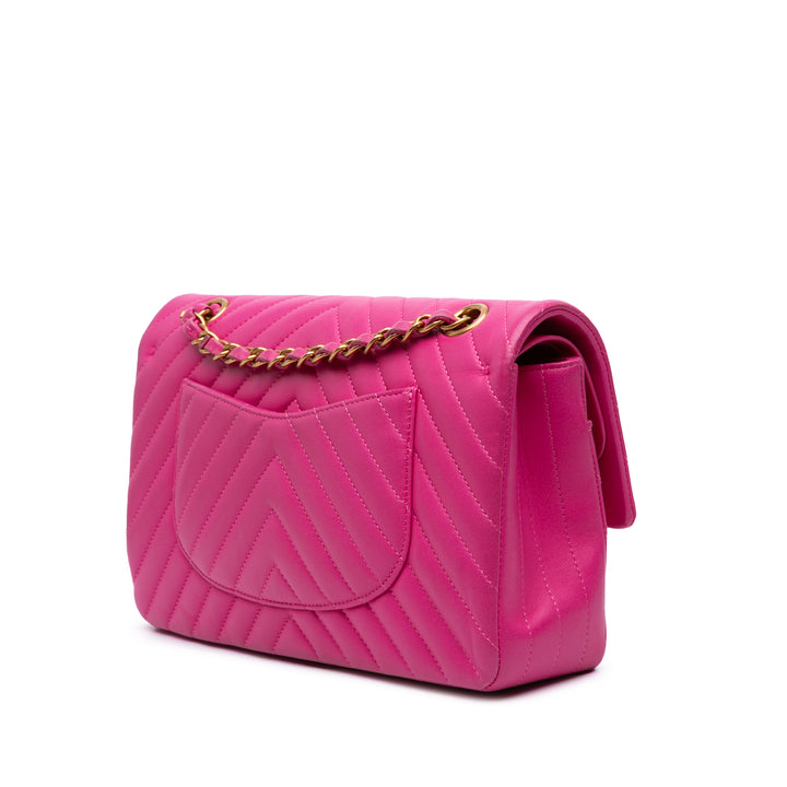 Medium Classic Chevron Lambskin Double Flap Pink - Gaby Paris
