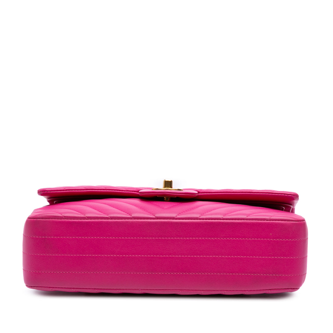 Medium Classic Chevron Lambskin Double Flap Pink - Gaby Paris