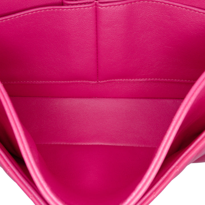 Medium Classic Chevron Lambskin Double Flap Pink - Gaby Paris