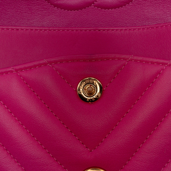 Medium Classic Chevron Lambskin Double Flap Pink - Gaby Paris