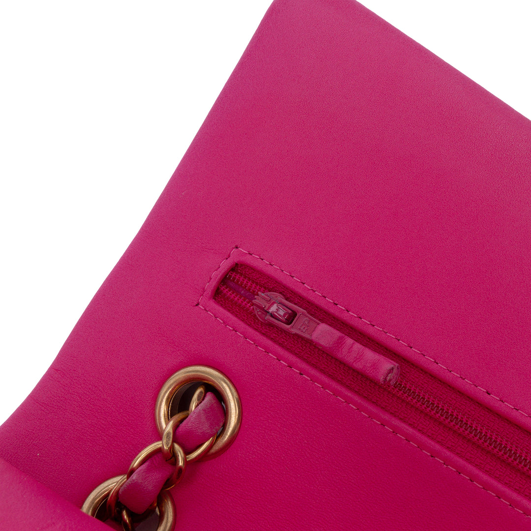 Medium Classic Chevron Lambskin Double Flap Pink - Gaby Paris