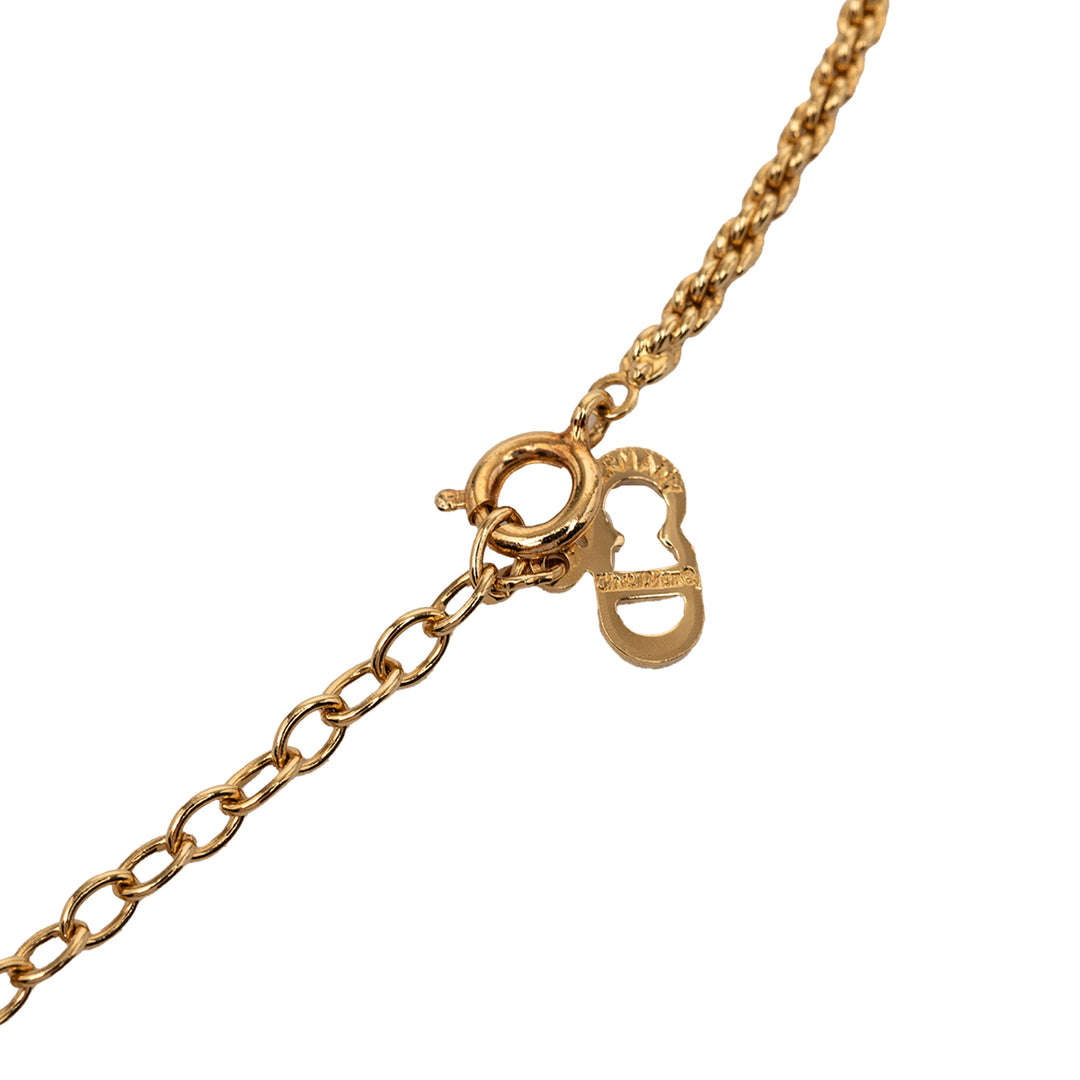 Dior plaqué Strass Logo Teardrop Pendant Collier