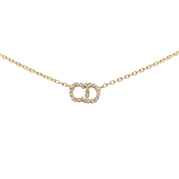 Dior plaqué Strass CD Logo Pendant Collier
