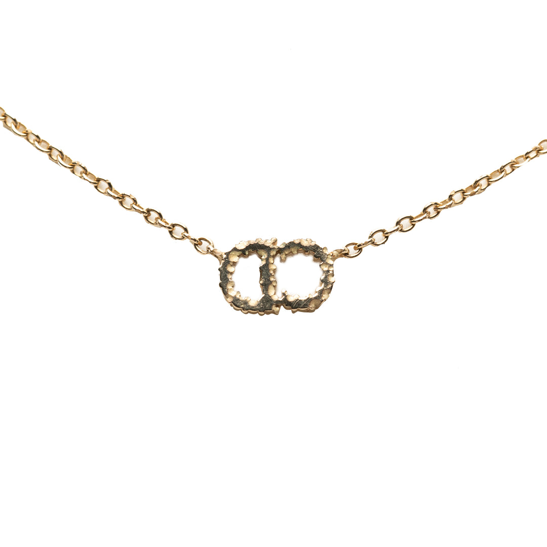 Dior plaqué Strass CD Logo Pendant Collier